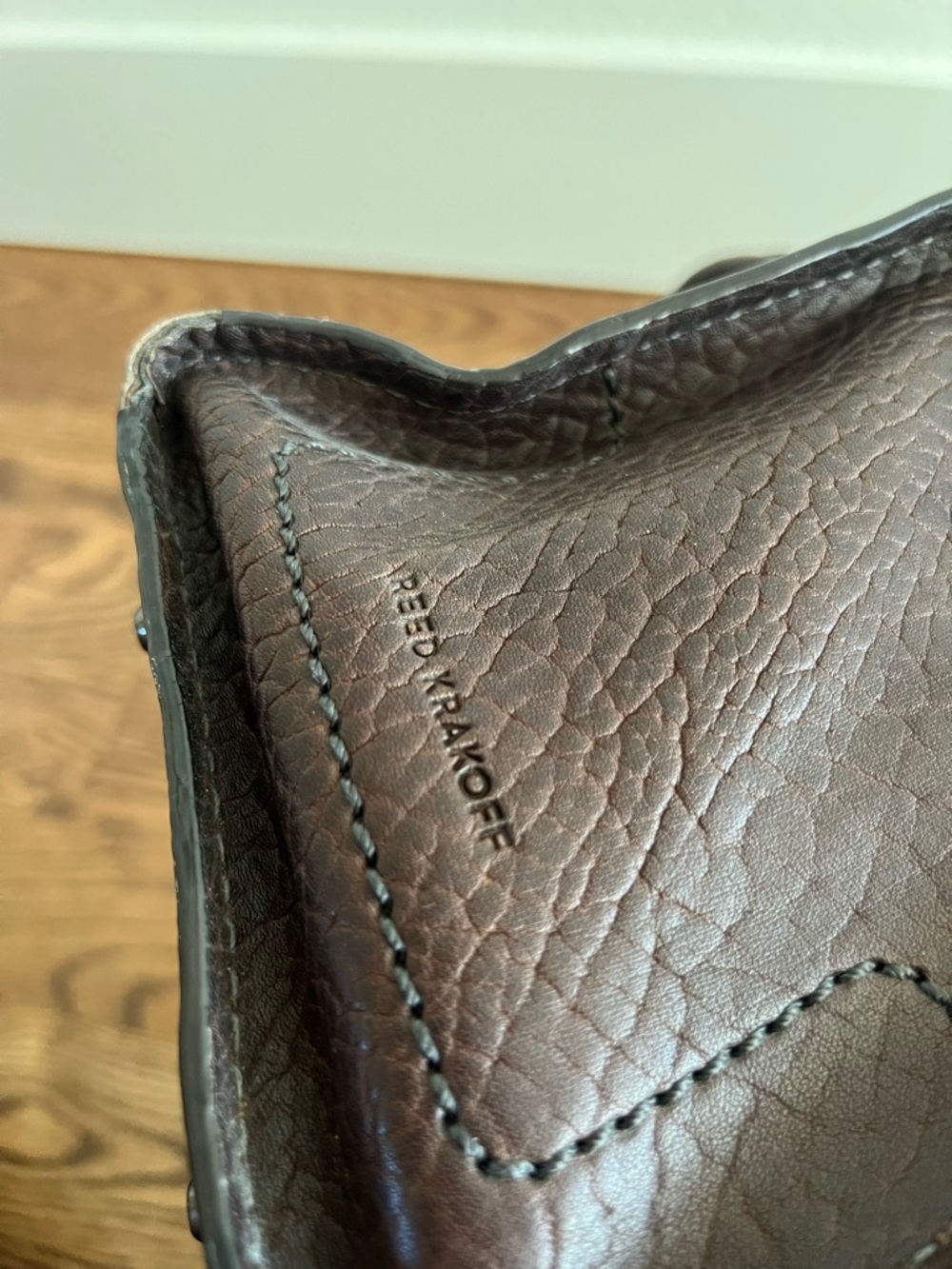 Reed Krakoff Dark Brown Embossed Leather Satchel - Picture 13 of 16